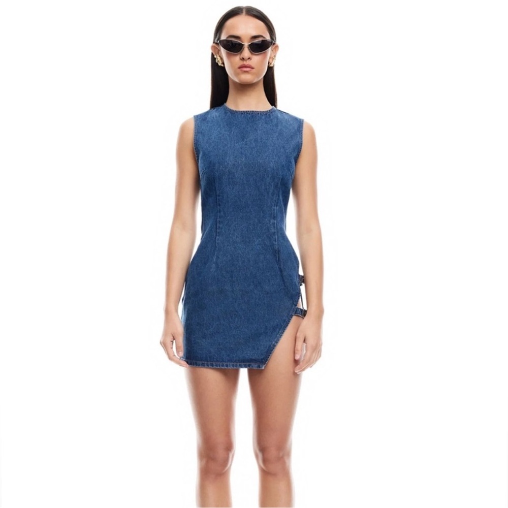 Lioness Eilein Sculpted Denim Mini Dress, XS